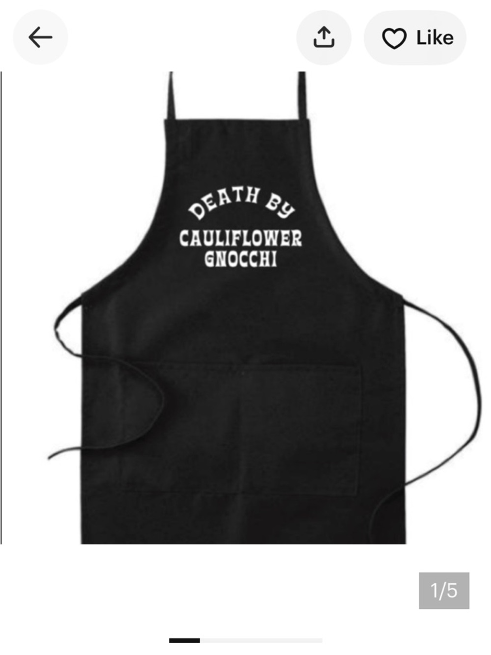 Death by Cauliflower Gnocchi NWB black apron